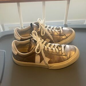 Veja Rose Gold Sneakers with White Details